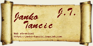 Janko Tančić vizit kartica